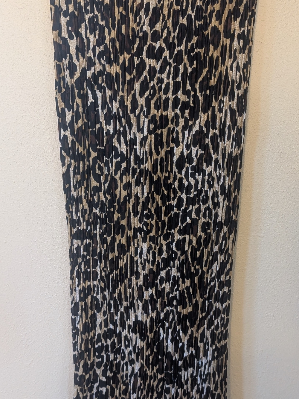 Vintage Barneys New York Leopard-Print Pleated Maxi Skirt in Black and Tan XS